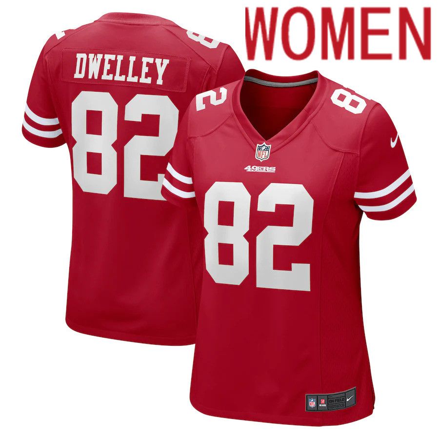 Women San Francisco 49ers #82 Ross Dwelley Nike Scarlet Game NFL Jersey